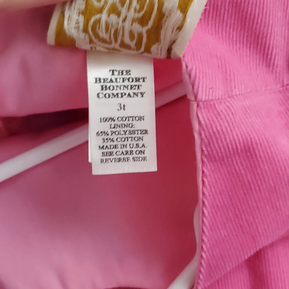 The Beaufort Bonnet Company Girls Pink And Blue Corduroy Jumper Dress Sz3T